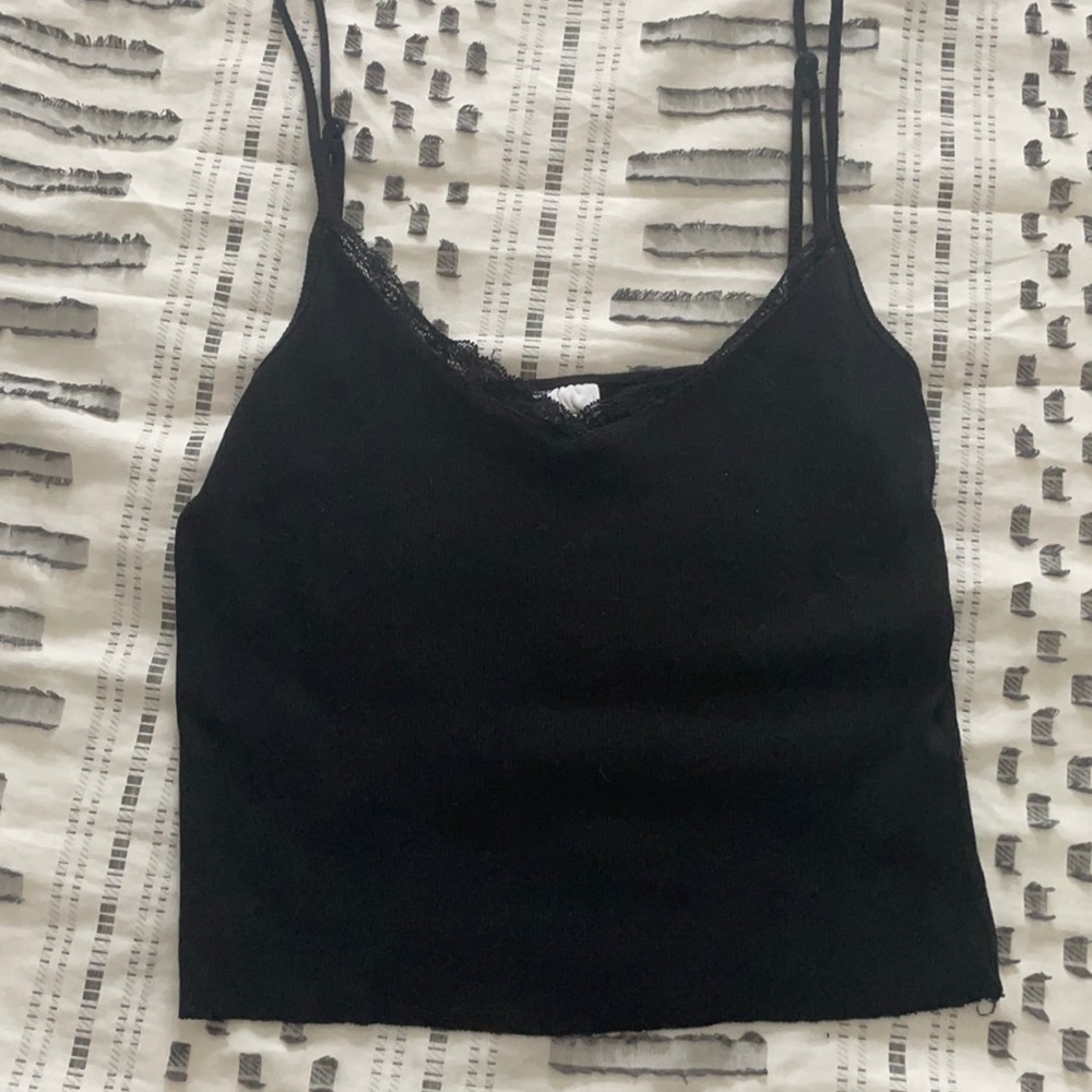 black lace detail ribbed cami